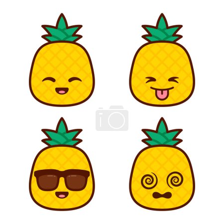 Foto de Set of Cute Pineapple Stickers - Imagen libre de derechos