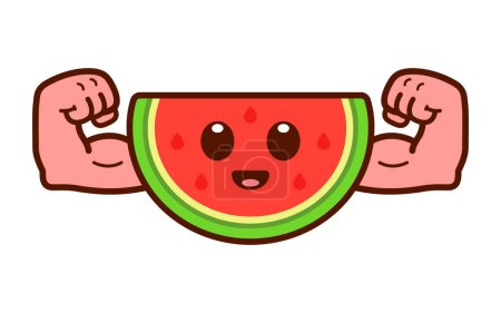 Illustration for Cute Strong Watermelon Character Illustration - Royalty Free Image