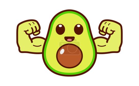 Foto de Cute Strong Avocado Character Illustration - Imagen libre de derechos