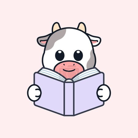 Foto de Cute Cow Reading Book - Imagen libre de derechos