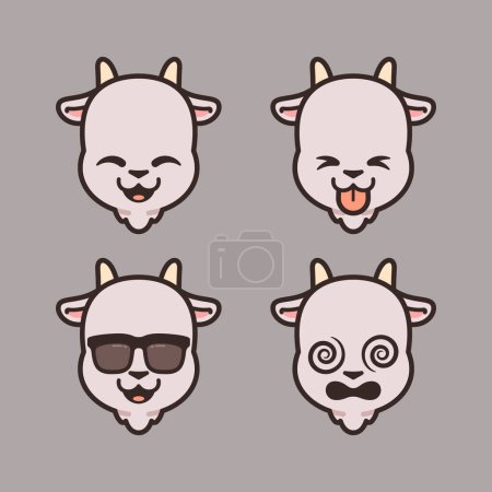Illustration for Set of Cute Goat Stickers - Royalty Free Image