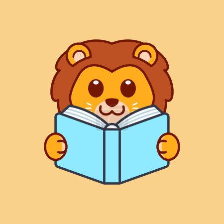 Foto de Cute Lion Reading a Book - Imagen libre de derechos