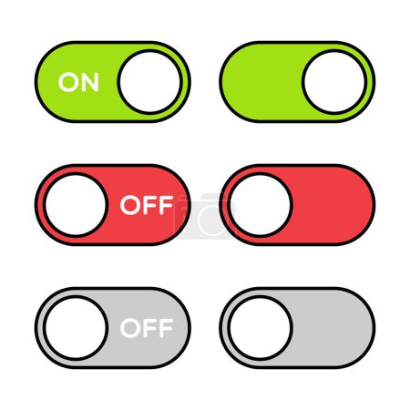 Illustration for On and Off Toggle Switch Buttons With Outline - Royalty Free Image