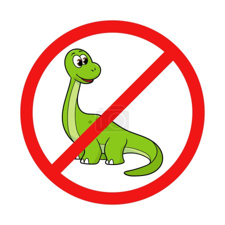 Illustration for No Dinosaur or No Brontosaurus Sign on White Background - Royalty Free Image