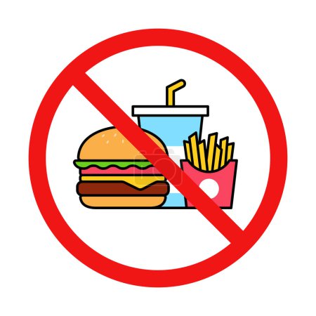 Ilustración de No hay señal de comida rápida en fondo blanco - Imagen libre de derechos
