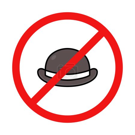 Illustration for No Bowler Hat Sign on White Background - Royalty Free Image