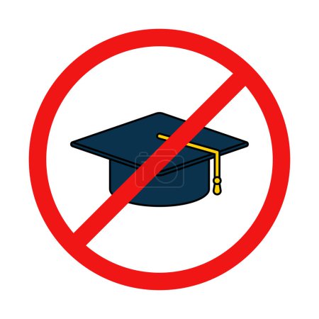 Illustration for No Academic Cap Sign on White Background - Royalty Free Image