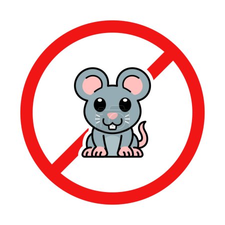 Illustration for No Mouse Sign on White Background - Royalty Free Image