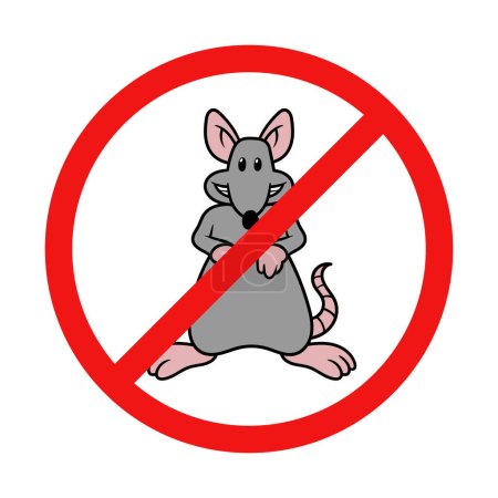 Illustration for No Rat Sign on White Background - Royalty Free Image