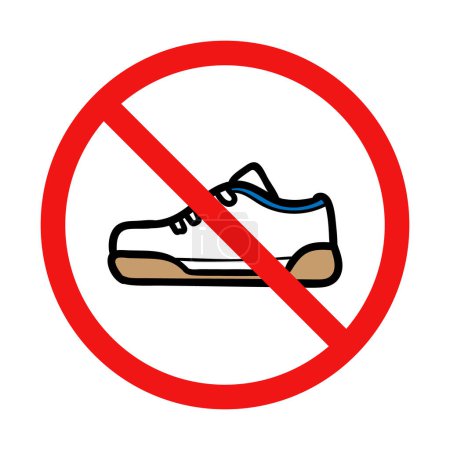 No Sneakers Sign on White Background