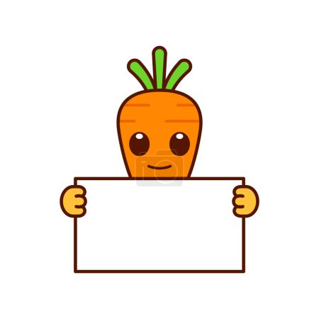 Foto de Lindo personaje de zanahoria sosteniendo un signo en blanco - Imagen libre de derechos