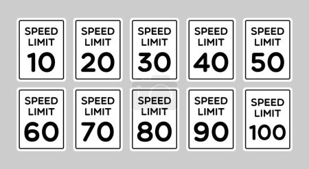 Téléchargez les illustrations : Panneaux routiers à limitation de vitesse vectorielle - en licence libre de droit