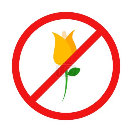 No Flower Sign on White Background
