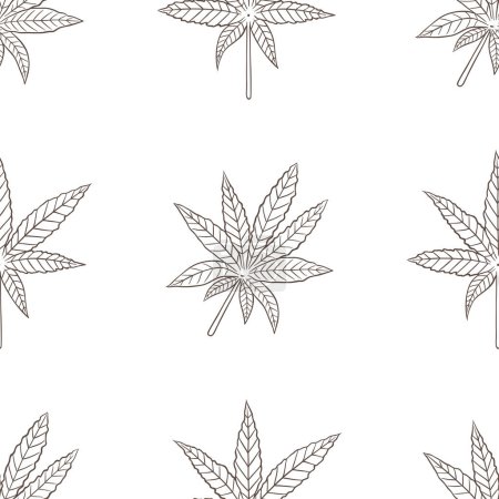 Illustration for Vector graphic seamless pattern with medical cannabis plant on a white background - Royalty Free Image