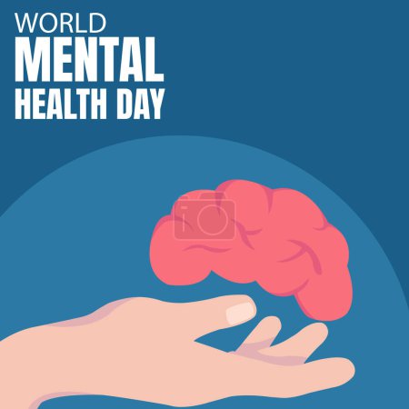 Illustration for Illustration vector graphic of hand holding brain, perfect for international day, world mental health day, celebrate, greeting card, etc. - Royalty Free Image