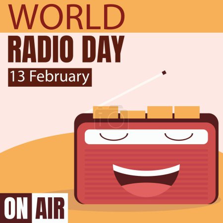 Illustration for Illustration vector graphic of the radio mascot is making a sound, perfect for international day, world radio day, celebrate, greeting card, etc. - Royalty Free Image