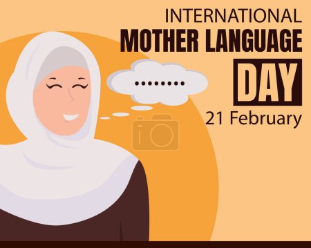 Ilustración de Illustration vector graphic of a muslim woman is smiling, perfect for international day, mother language day, celebrate, greeting card, etc. - Imagen libre de derechos