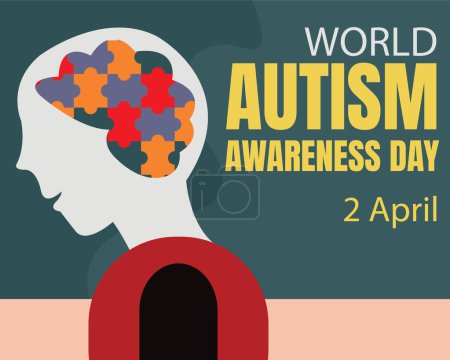 Ilustración de Illustration vector graphic of jigsaw puzzles in the human brain, perfect for international day, world autism awareness day, celebrate, greeting card, etc. - Imagen libre de derechos