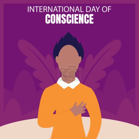 Illustration for Illustration vector graphic of a man holding his chest, perfect for international day, international day of conscience, celebrate, greeting card, etc. - Royalty Free Image
