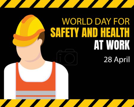 Ilustración de Illustration vector graphic of a project worker wearing a head protection helmet, perfect for international day, safety and health at work, celebrate, greeting card, etc. - Imagen libre de derechos