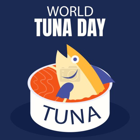 Ilustración de Ilustración vector gráfico de atún en una lata, perfecto para el día internacional, el día mundial del atún, celebrar, tarjeta de felicitación, etc.. - Imagen libre de derechos