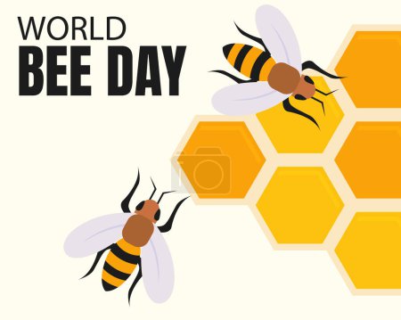 Ilustración de Illustration vector graphic of a pair of honey bees making a nest, perfect for international day, world bee day, celebrate, greeting card, etc. - Imagen libre de derechos