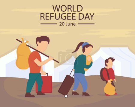 Illustration for Illustration vector graphic of the family fled to the camp, perfect for international day, world refugee day, celebrate, greeting card, etc. - Royalty Free Image