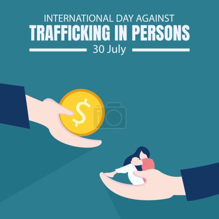 Illustration for Illustration vector graphic of a young woman in exchange for coins, perfect for international day, against trafficking in persons, celebrate, greeting card, etc. - Royalty Free Image