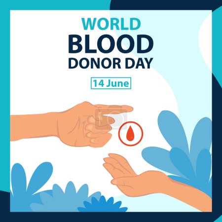 Ilustración de Ilustración vectorial gráfico de la mano dona una gota de sangre a la otra mano, perfecto para el día internacional, día mundial del donante de sangre, celebrar, tarjeta de felicitación, etc.. - Imagen libre de derechos