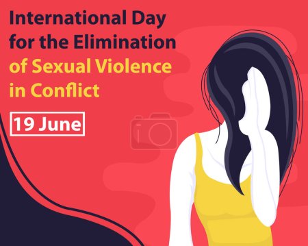 illustration vector graphic of a beautiful woman with matted hair is depressed, perfect for international day, elimination of sexual violence in conflict, celebrate, greeting card, etc.