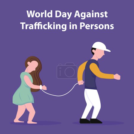 Illustration for Illustration vector graphic of a man tied up a woman to sell, perfect for international day, world day against trafficking in persons, celebrate, greeting card, etc. - Royalty Free Image