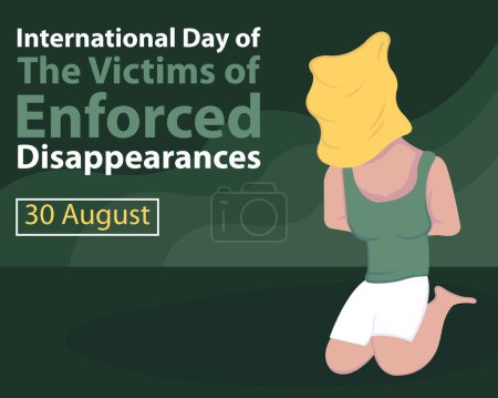 Illustration Vektorgrafik einer Frau, die mit bedecktem Kopf gefesselt ist, perfekt für den internationalen Tag, die Opfer von Verschwindenlassen, feiern, Grußkarte, usw..