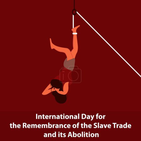 Téléchargez les illustrations : Illustration vectorielle d'une esclave suspendue, parfaite pour la journée internationale, le souvenir, la traite des esclaves et son abolition, célébrer, carte de vœux, etc.. - en licence libre de droit