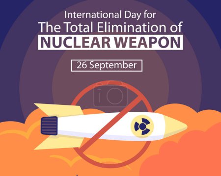 Téléchargez les illustrations : Illustration vectorielle graphique de missile nucléaire volant au-dessus des nuages, parfait pour la journée internationale, l'élimination totale, arme nucléaire, célébrer, carte de vœux, etc.. - en licence libre de droit