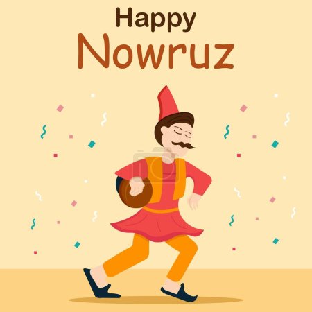 Illustration Vektorgrafik einer Tänzerin, die ein Tamburin trägt, perfekt für den internationalen Tag, happy nowruz, feiern, Grußkarte, usw..