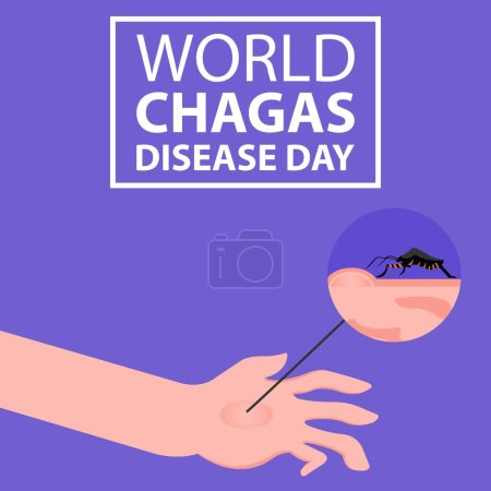 Illustration for Illustration vector graphic of zoom view of human hand skin biting insect, perfect for international day, world chagas disease day, celebrate, greeting card, etc. - Royalty Free Image