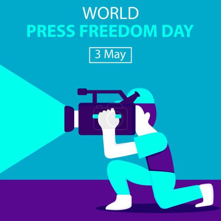 illustration vector graphic of a cameraman is covering the news, perfect for international day, world prees freedom day, celebrate, greeting card, etc.