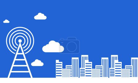 illustration vector graphic of signal network of transmitting towers in the city, perfect for international day, world telecommunication and information society day, celebrate, greeting card, etc.