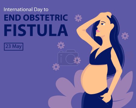 illustration vectorielle graphique de la femme enceinte tient son front, parfait pour la journée internationale, fin fistule obstétricale, célébrer, carte de v?ux, etc.