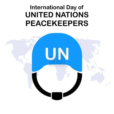 Illustration for Illustration vector graphic of peace soldier helmet, showing world map background, perfect for international day, united nations peacekeepers, celebrate, greeting card, etc. - Royalty Free Image