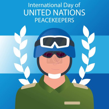 Illustration vectorielle du soldat de la paix du monde portant des lunettes de soleil, parfait pour la journée internationale, les soldats de la paix des nations unies, célébrer, carte de v?ux, etc..