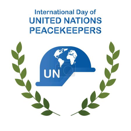 Illustration vectorielle du casque et de la carte du monde, parfaite pour la journée internationale, les soldats de la paix des nations unies, les célébrations, les cartes de v?ux, etc..