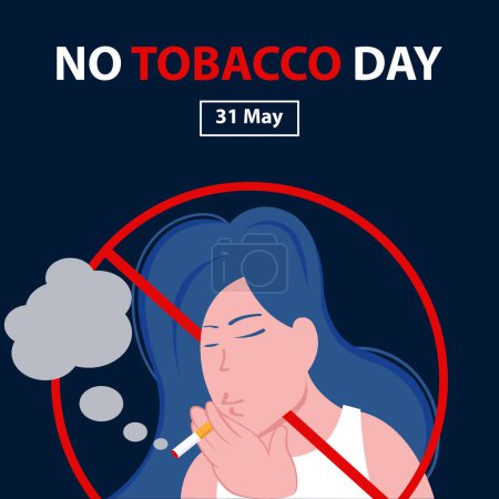 illustration vector graphic of a young woman is smoking, perfect for international day, no tobacco day, celebrate, greeting card, etc.