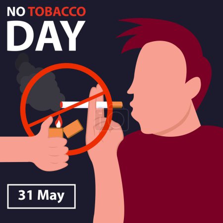 Illustrationsvektorgrafik eines Mannes zündet sich eine Zigarette an, perfekt für den internationalen Tag, keinen Tabaktag, feiern, Grußkarte, usw..