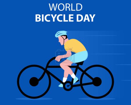 illustration vector graphic of a man rides a bicycle fast, perfect for international day, world bicycle day, celebrate, greeting card, etc.