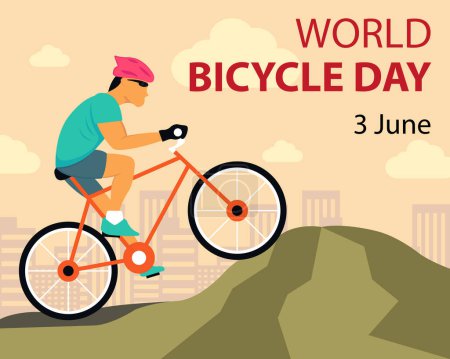 illustration vector graphic of a cyclist is crossing a mountain road, perfect for international day, world bicycle day, celebrate, greeting card, etc.