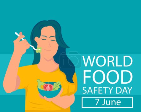 illustration graphique vectoriel de femmes mangent des légumes et des fruits, parfait pour la journée internationale, Journée mondiale de la sécurité alimentaire, célébrer, carte de v?ux, etc..