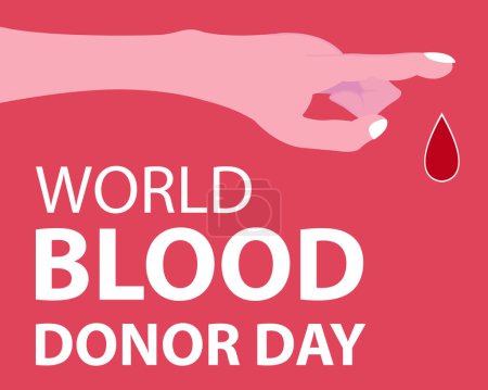 illustration vector graphic of blood drips from the index finger, perfect for international day, world blood donor day, celebrate, greeting card, etc.