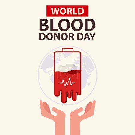 illustration vector graphic of hands ready to catch the drops from the blood bag, perfect for international day, world blood donor day, celebrate, greeting card, etc.