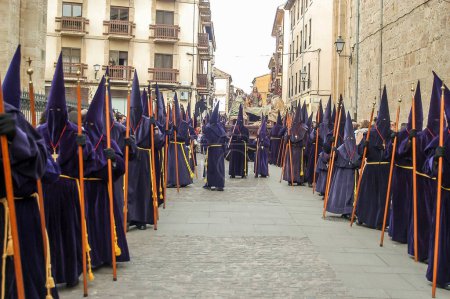Photo for Holy Week in Zamora, Spain. Procession of the Brotherhood of Santa Vera Cruz on the afternoon of Holy Thursday. - Royalty Free Image